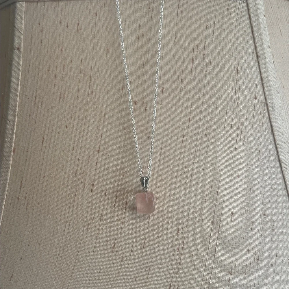 Cherry Quartz Pendant Necklace with Silver Chain
